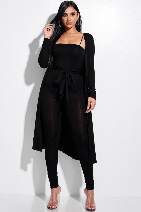 Solid Heavy Rayon Spandex Spaghetti Strap Jumpsuit With