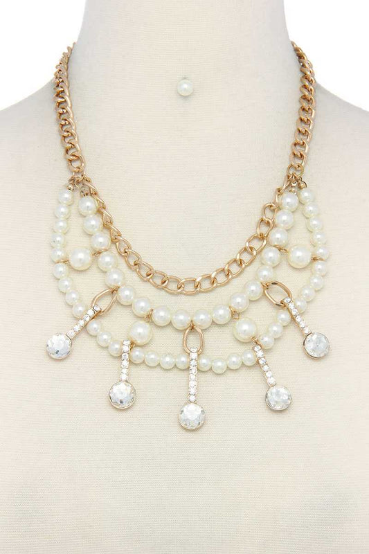 Pearl Rhinestone Necklace
